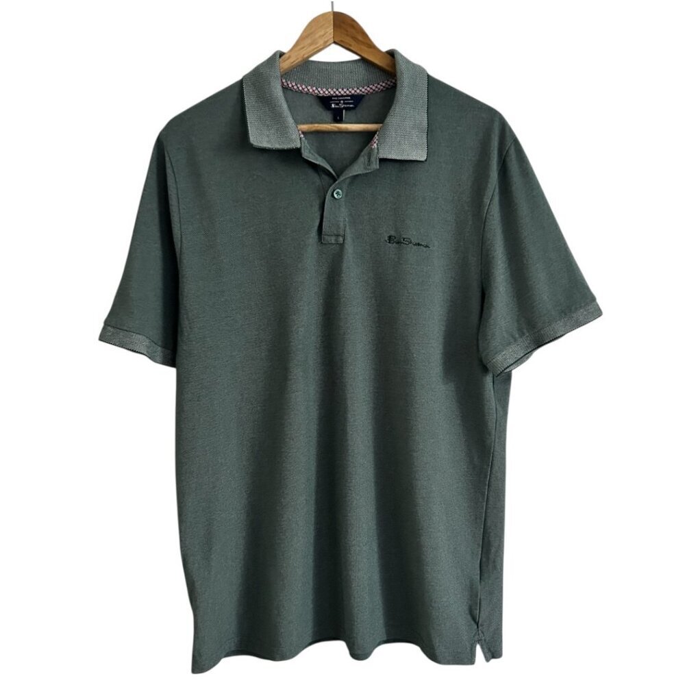 Ben Sherman Men's Green Polo Shirt Large